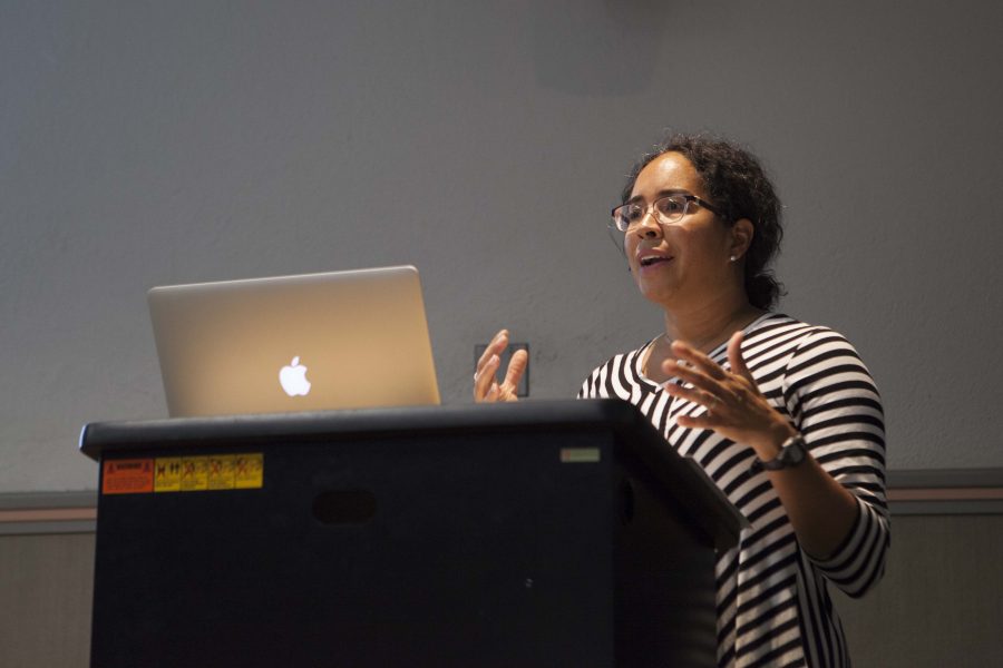 Comparative American Studies Professor
Gina Pérez, participates in a teach-in Monday.
