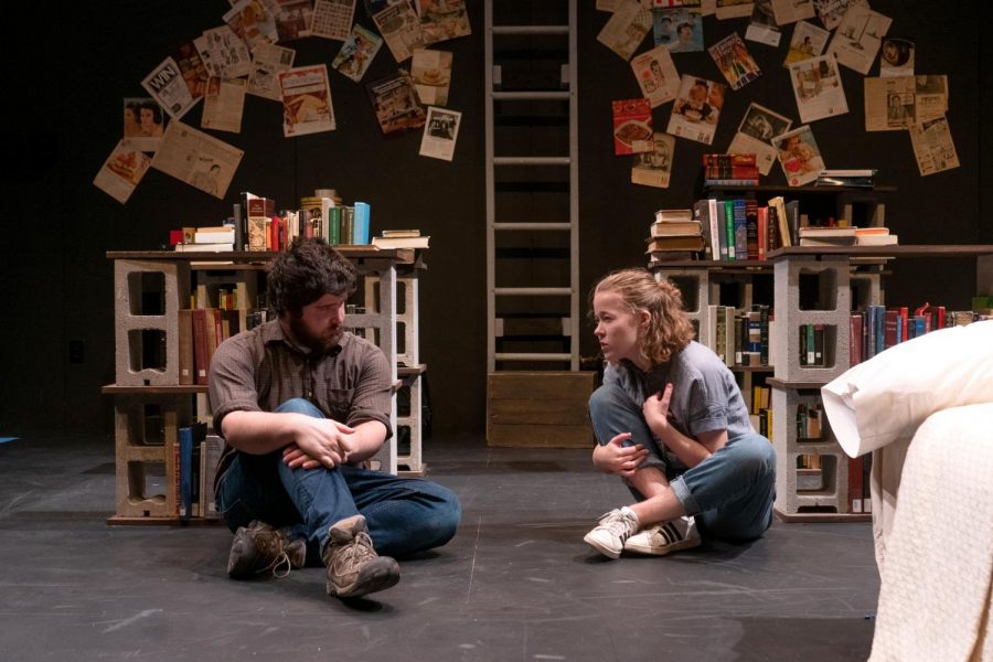 College third-year James Dryden and College second-year Sophie Falvey performing in The Size of a Fist.
