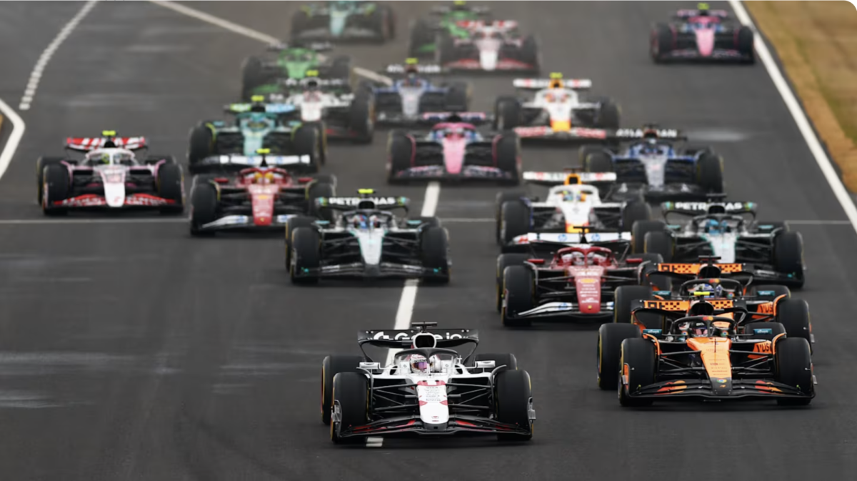 Max Verstappen leads the field off the line in Suzuka after a stunning pole lap the day before.